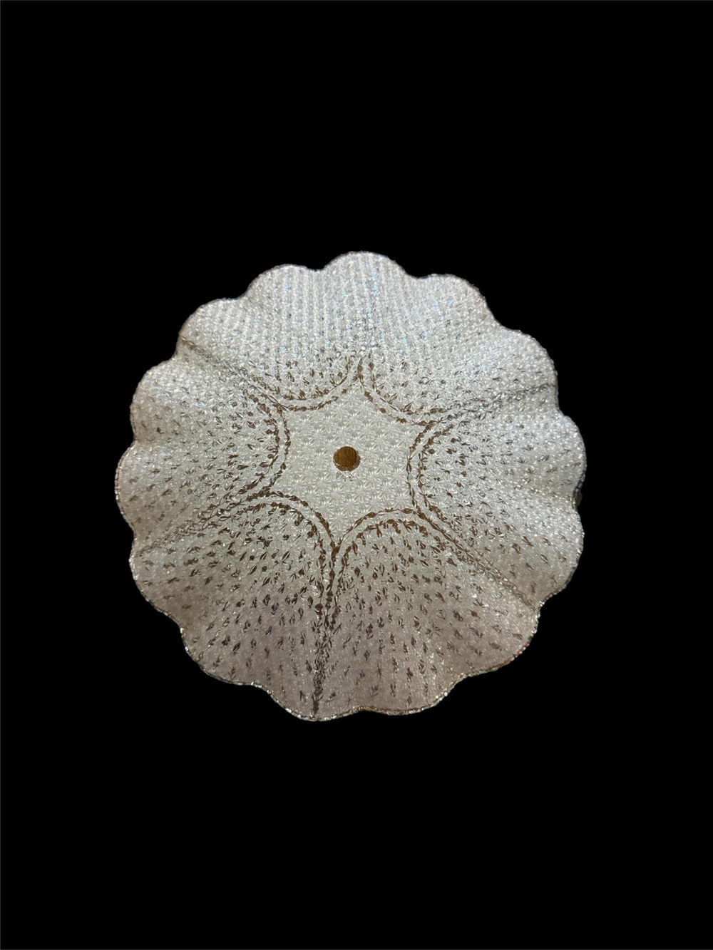 Vintage Hobnail Scalloped Frosted Glass Ceiling Shade Globe 1 Hole 12” MCM 1950